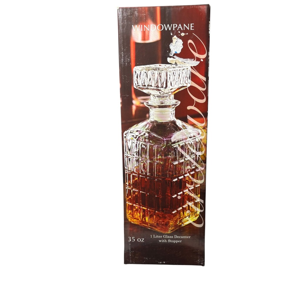 Circleware Windowpane‎ Decanter with Stopper 1 Liter 35 oz Glass Carafe